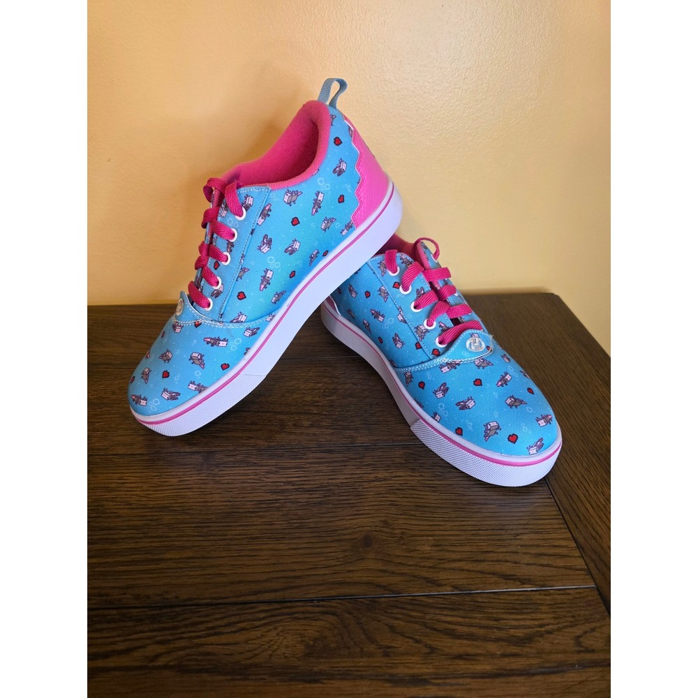 Heelys Minecraft Pro 20 Blue Pink Axolotl Pixel Print Skate Shoes Kids Size 7